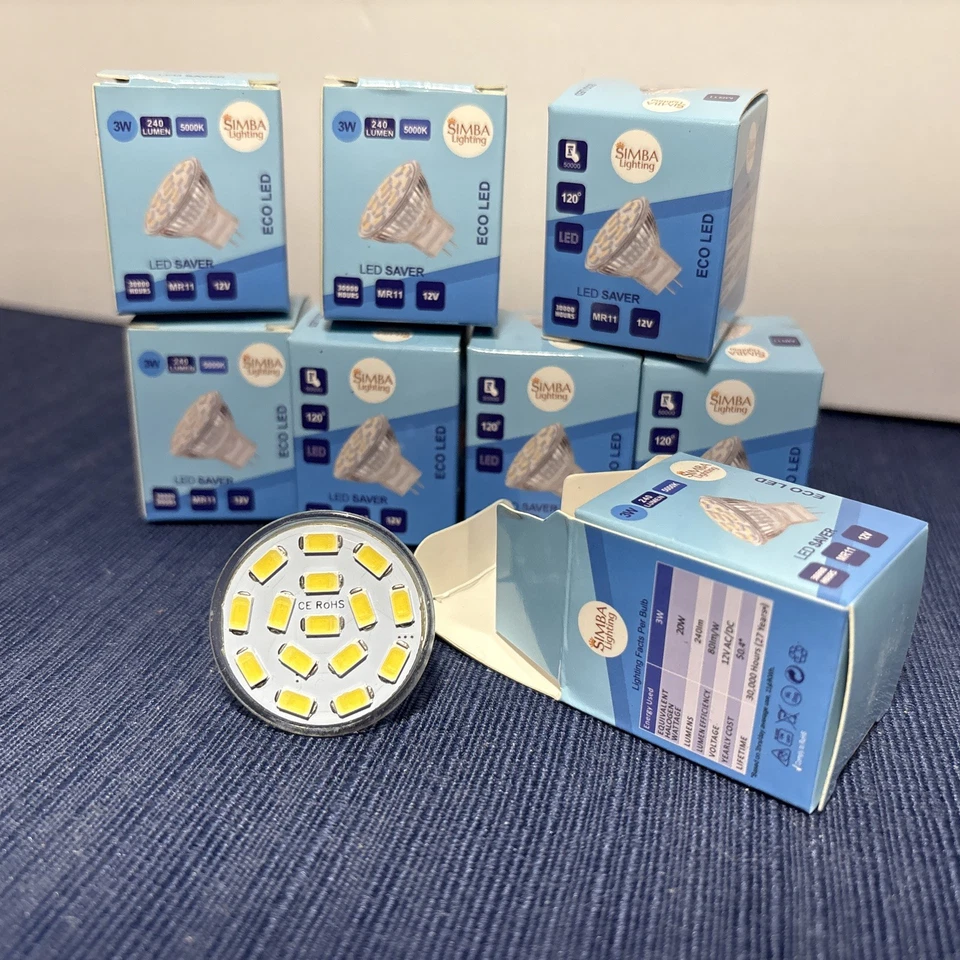 8 NEW in Box! LED MR11 3W 20W 12V Halogen Replacement GU4 Bi-Pin 5000K Daylight - Image 2 of 4