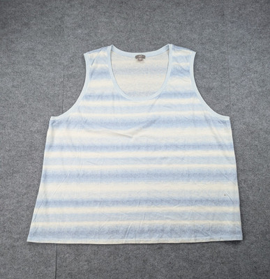 J Jill Tank Top Womens 3X Striped Knit Minimal Closet Staple Coastal Minimal