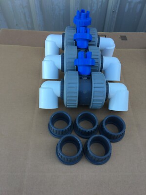 Colonial Slo-Close Full Block True Union Ball Valve PVC 2'' w/ EPDM 0-Ring (3 PK)