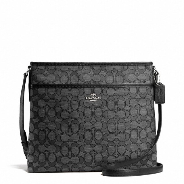 Coach F58285 Outline Signature File Bag Crossbody Black Smoke for sale online | eBay