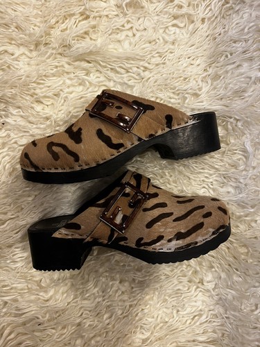 Vintage Fendi Women’s Faux Fur Clogs Slip On Heel Size Euro 37.5 US 7 - Picture 2 of 7