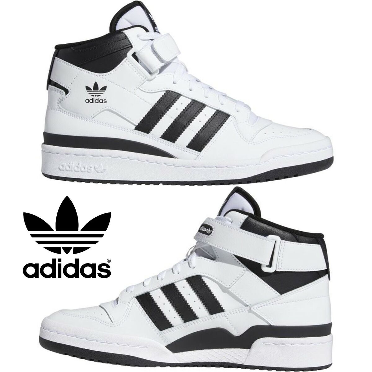 Adidas Originals Forum Mid Men\'s Sneakers Comfort Casual Shoes High Top  White | eBay