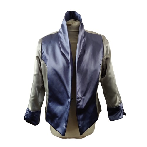 Jolanta Pluwak London Womens Luxurious Pure Silk Violet Blazer Jacket Size L - Picture 10 of 12