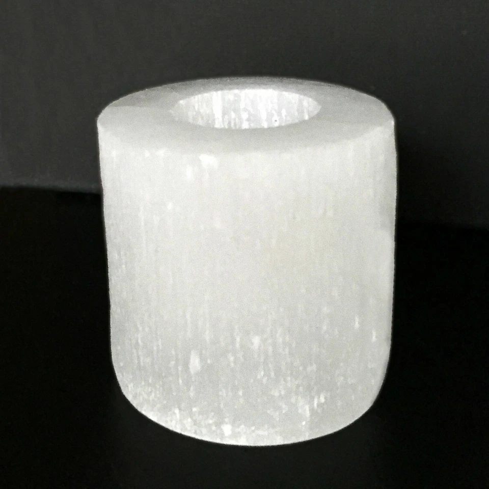 Selenite Crystal Candle Holder SET of 2 HANDMADE 3 Candle Tea Light Stand Lamp  - Image 3 of 4