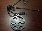 Pendant Necklace -Denmark Mid-Century Jorgen Jensen #379 Pewter Retro dbl Flower — photo 5