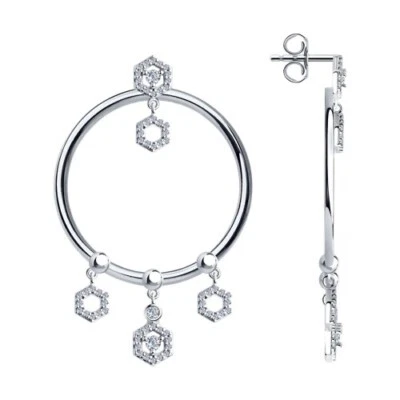 Silberohrringe Ohrstecker Hänger Silber Zirkon Ohrschmuck Echtschmuck - Bild 1 von 3