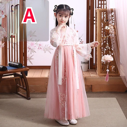 Chinese Child Kid Girl Dress Hanfu Mesh Embroidery Tang Suit Costume Ancient - Picture 18 of 20