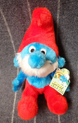 Papa Smurf Bean Bag PEYO Schleich Wallace Berrie Plush Toy Vintage Smurfs 1979