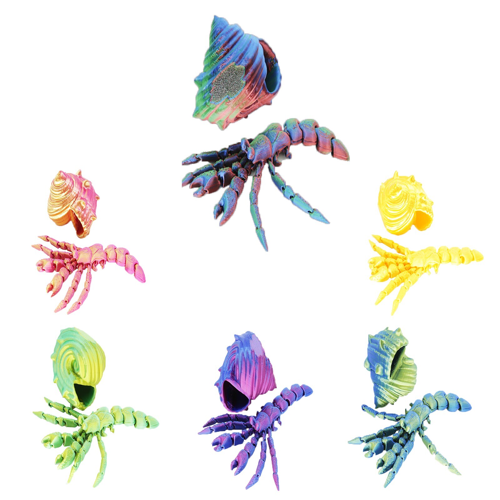 3D Printed Articulated Magnetic Hermit Crab Creative Toy Decorative Model For