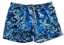 Lands End Mens Lined 6in Blue Volley Shorts Swim Trunks UPF 50 Swimwear XXL New