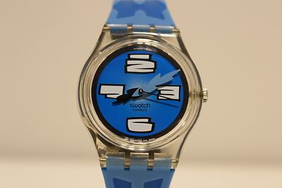  RETRO BEAUTIFUL LESS USED LADIES MEN'S PLASTIC QUARTZ WATCH ''SWATCH''+ORG.BAND