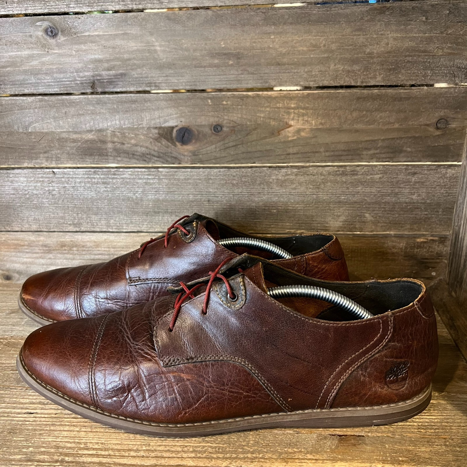 SAOLA Scarpe Oxford da uomo Timberland in pelle marrone scuro con punta a cappuccio taglia 12 M ottime condizioni