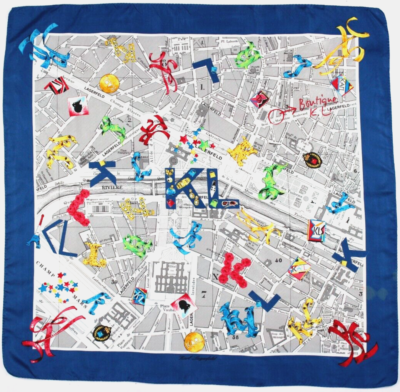Foulard Vintage En Soie Karl Lagerfeld – Multicolore, Fait Main, Très Bon état