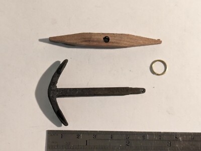 Ship Model Fittings Parts Black Metal 60mm x 70mm Anchor w/ stock & ring