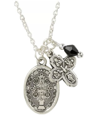 St. Benedict Medal with Four Way Cross Pendant (F4021) 20'' Chain