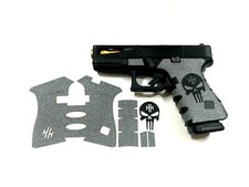 HANDLEITGRIPS Gray Textured Rubber Grip Tape Black SKULL KIT for Glock 19 Gen 3