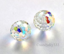 1x SWAROVSKI  5003 CLEAR CRYSTAL AB 12mm DISCO BALL ROUND CRYSTAL BEAD