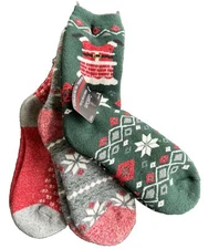 CUDDL DUDS Ladies Holiday Plush Fill One Size 4-10 Sock 3-Pack
