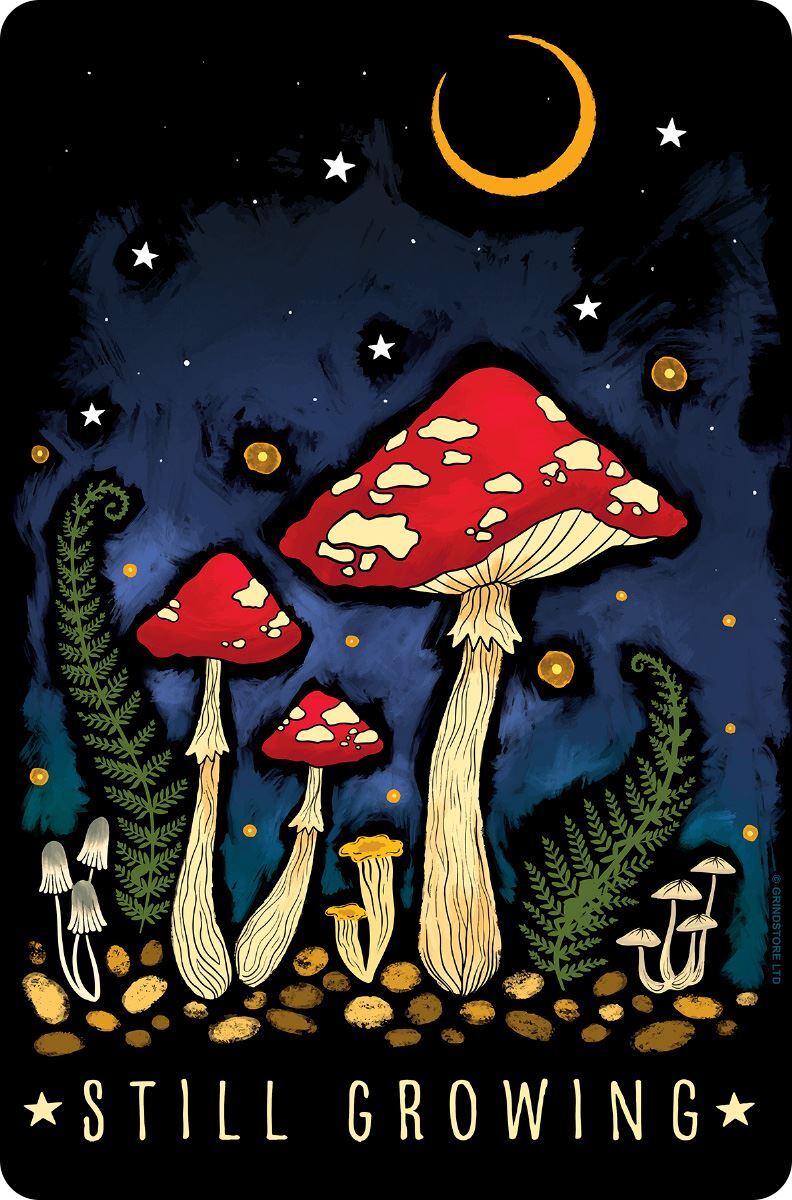 Magical Mushrooms Still Growing Greet Tin Card