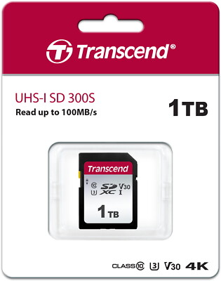 Transcend SDXC Karte 1TB Speicherkarte 300S UHS-I U3 4K V30 Class 10