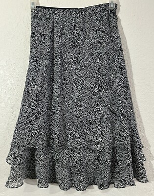 Msk Size 6 Black White Layered Skirt Embellished Leaf Floral Cottagecore | eBay Msk Size 6 Black White Layered Skirt Embellished Leaf Floral Cottagecore | eBay