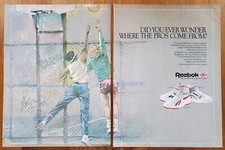 1986 Reebok Vintage Print Ad, Basketball Drawing Outdoor Court High-Top Shoes 
