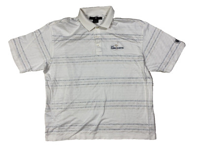 Nike Tiger Woods Men s Polo Shirt Extra Large White Golf Striped Short Sleeve