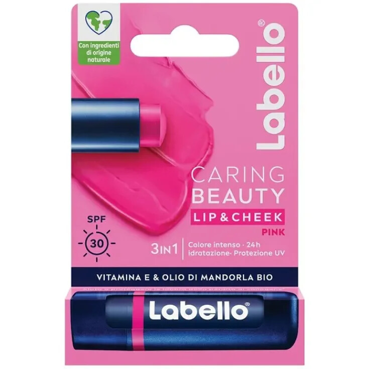 Labello Caring beauty labbra e guance 3in1 SPF30 vitamina & olio di mandorla