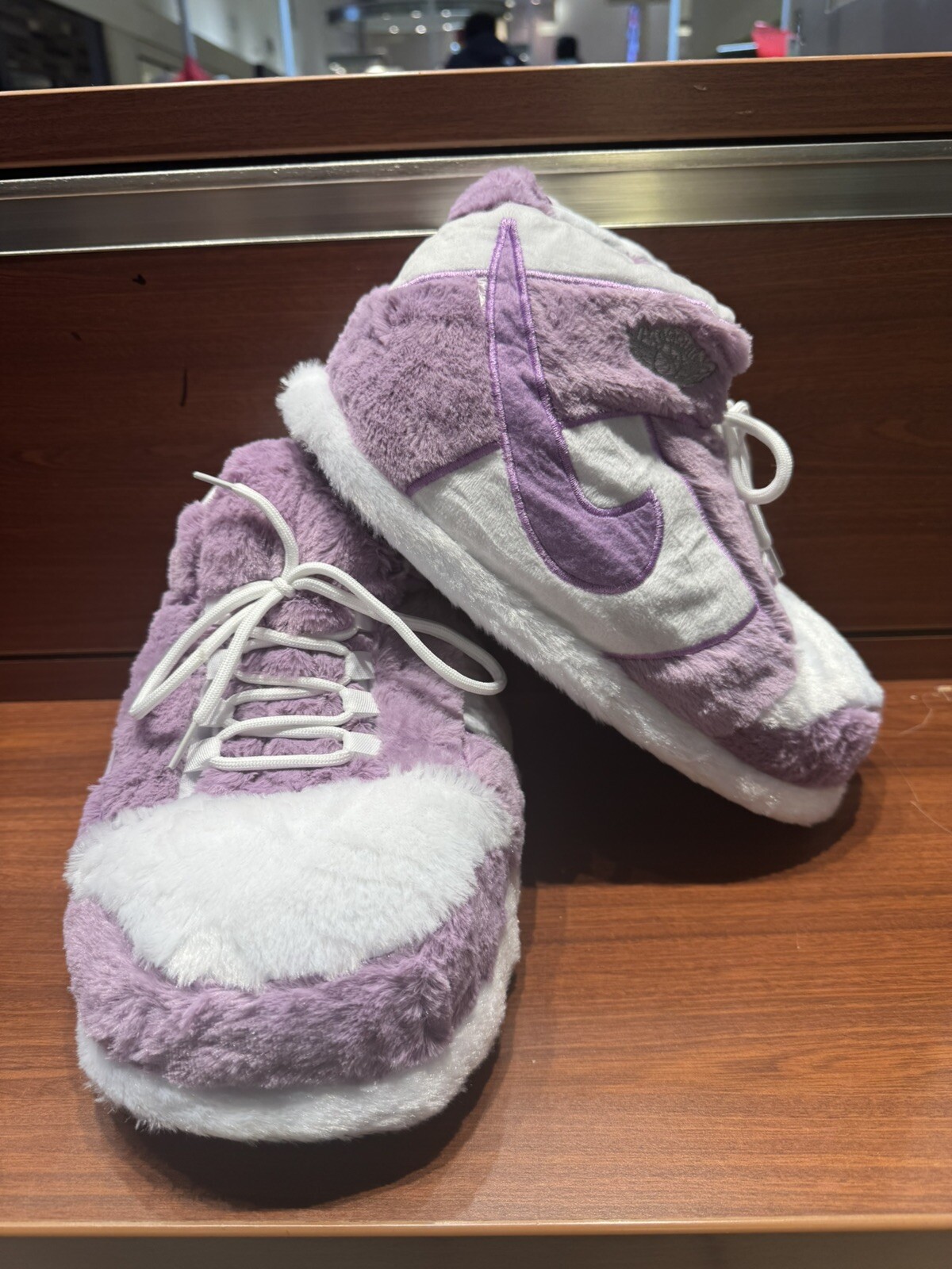 Sneakers Slippers Warm Plush Comfy Trendy Adults Non-Slip One Size Purple/White-image