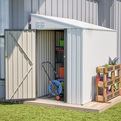 4' x7' Metal Outdoor Storage Shed Lean to Shed Garden Tool Shed W/Lockable Doors
