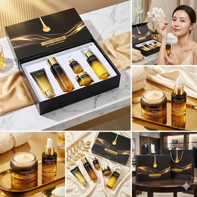 L'ANCER KING Caviar Black Gold Firming & Anti-Wrinkle 5-Piece Skincare Set