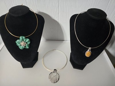 Nice Silver and gold tone Necklaces lot of 3 Signed