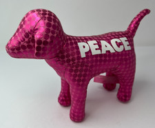 Victoria's Secret Pink 6" Plush PEACE Dog Shiny Polka Dots