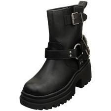 Buffalo Bravr Biker Lo Vegan Womens Ankle Boots in Black
