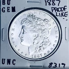 1887 BU GEM MORGAN SILVER DOLLAR UNC MS+++ U.S. MINT RARE COIN 8319