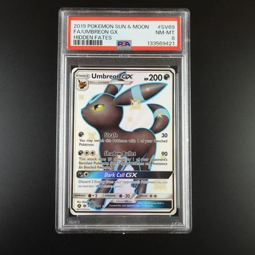 PSA 8 Umbreon GX SV69/SV94 Pokemon Hidden Fates Full Art Holo Card