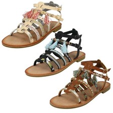Savannah Ladies Flat Strappy Beaded Sandals
