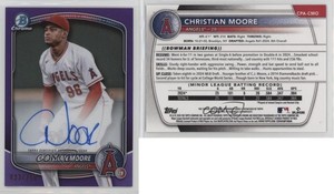 2025 Bowman Chrome Prospect Purple Refractor /250 Christian Moore #CPA-CMO Auto