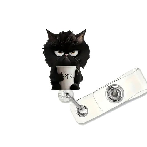 Funny Coffee Black Cat Badge Clip Multifunctional Ornaments, Cute Cartoont FI - Imagen 7 de 7