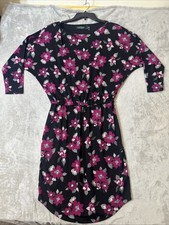 Lauren Ralph Lauren Women’s Small Floral Print Dress Black Pink Midi Belted