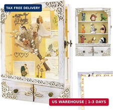 11x16 Shadow Box Frame with Light, Memorial Display Case with Shelves, Drawer an