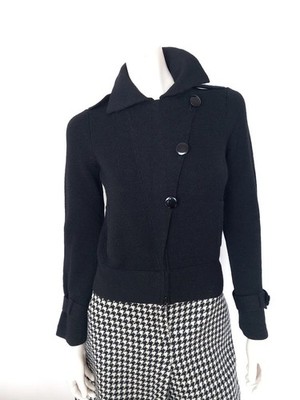 PENNYPULL by MAX MARA Strickjacke Blazer schwarz 100% Wolle M 36/38 Asymmetrisch