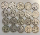 Lot of 20 Washington Silver Quarters (1937–1964) – $5 Face Value – 90% Silver