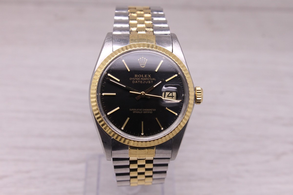 Vintage 1986 Rolex Datejust 16013 Mens Automatic 18k Steel Watch w