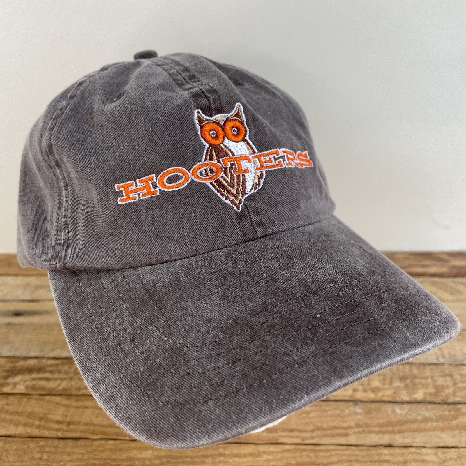 Hooters Snapback Hat Cap Adjustable Distressed Em… - image 10
