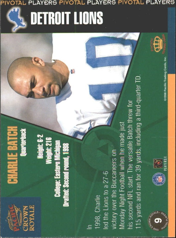 1998 Crown Royale Pivotal Players #9 Charlie Batch Card | eBay