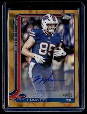 2025 Topps Chrome Gold Ray Wave Jackson Hawes Rookie Auto /50 Buffalo Bills