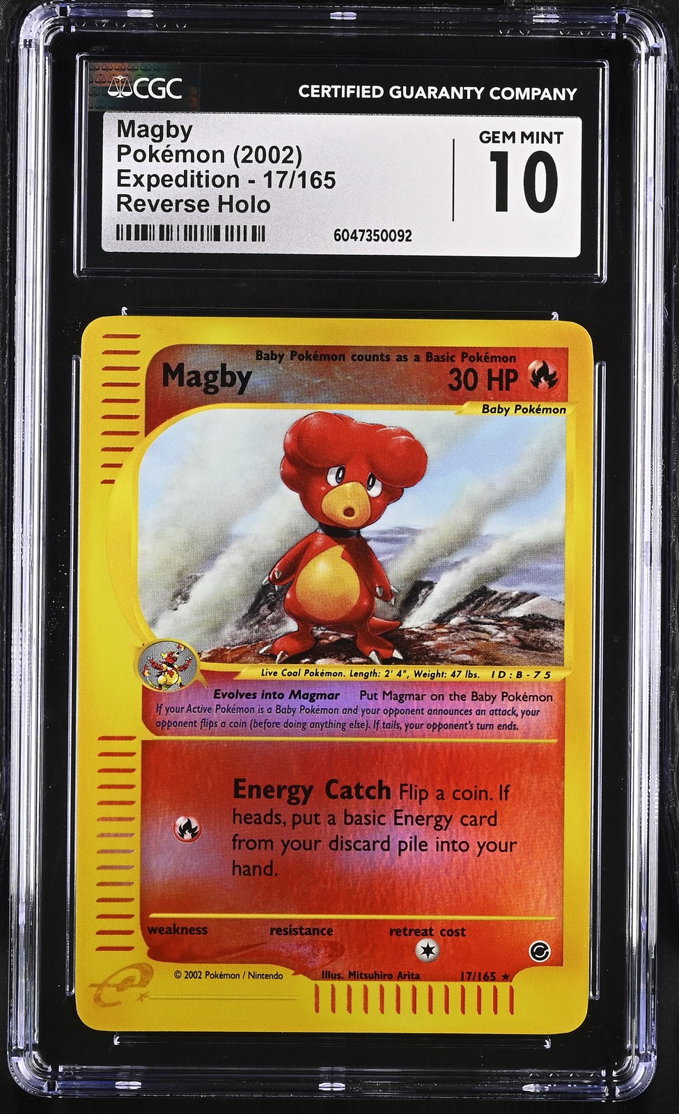 CGC 10 GEM MINT Magby 2002 Expedition 17/165 Reverse Holo Pokemon Card psa