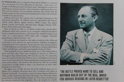 Original 2016 OCTANE extracted mag article: MAX HOFFMAN not forgotten (1 page)