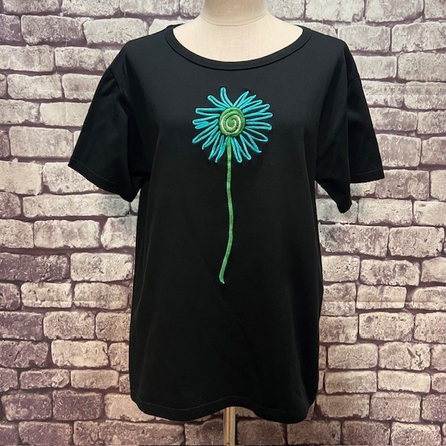 Bob Mackie Wearable Art Short Sleeve Blouse Size L - image 1